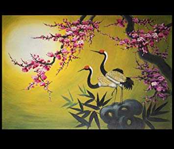 355x304 Asian Painting, Asian Wall Art, Asian Artwork, Crane - Asian Painting