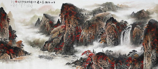 640x280 Rice Paper Art Brush Landscape Painting Chinese Oriental Asian - Asian Style Painting