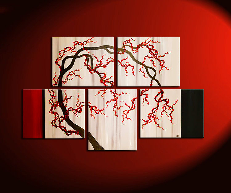 750x627 Cherry Blossom Tree Painting Unique Oriental Zen Asian Style - Asian Style Painting