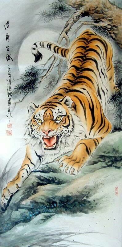 396x800 Asian Tiger Painting Tiger Chics Type - Asian Tiger Painting