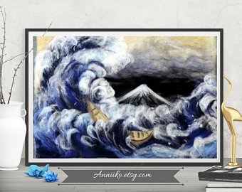 340x270 Asian Wave Painting Etsy - Asian Wave Painting