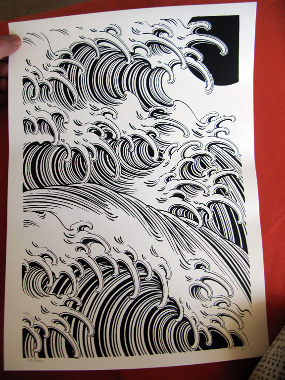 576x768 Drawn Wave Japanese City - Asian Wave Painting