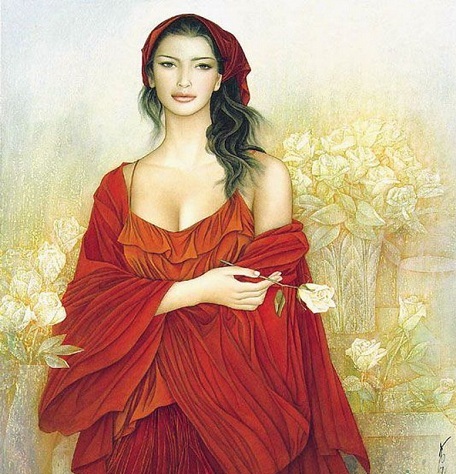 456x474 Long Neck Modern Paintings Withternal Behavior Of Women - Asian Woman Painting