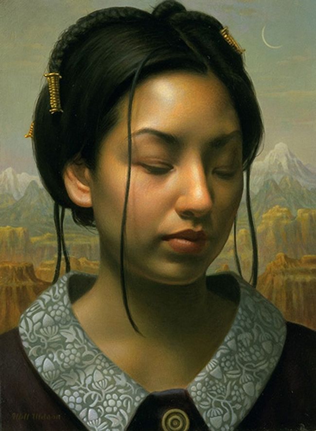 650x886 Will Wilson, 1957 Realism Artists, Woman Face - Asian Woman Painting