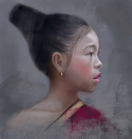 425x448 Beautiful Asian Girl, Photoshop Painting - Asian Woman Painting