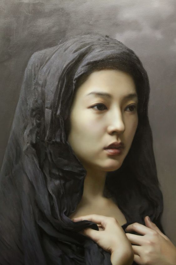 564x846 Artist Wang Neng Jun {Contemporary Figurative Realism - Asian Woman Painting
