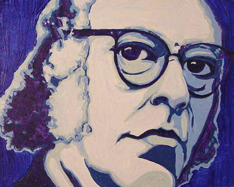770x616 Saatchi Art Isaac Asimov In Blue Painting By Margaret Juul - Asimov Painting