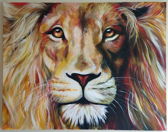 577x452 Lion Aslan Painting Acrylic On Canvas 28x36 - Aslan Painting