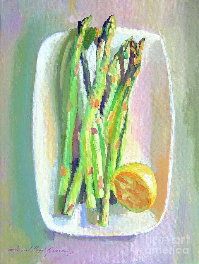 680x900 Asparagus Plate Painting By David Lloyd Glover - Asparagus Painting