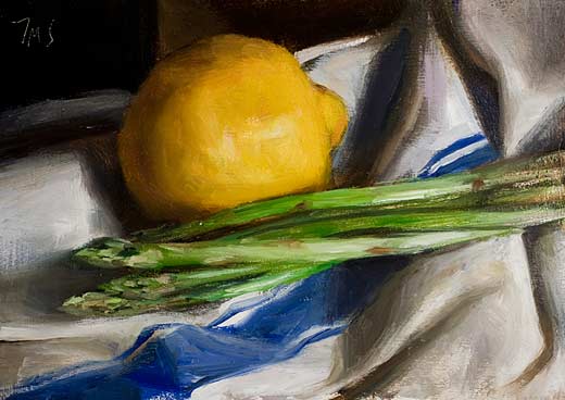 520x368 Daily Paintings Lemon And Asparagus Postcard From Provence - Asparagus Painting