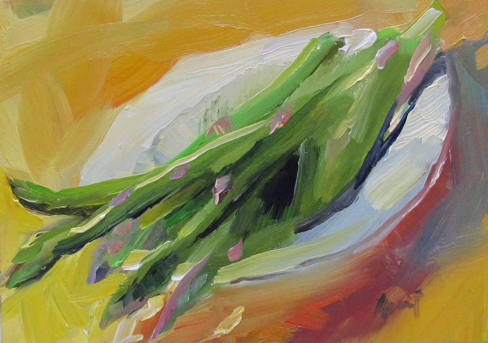 1600x1124 Linda Hunt Asparagus Spears - Asparagus Painting