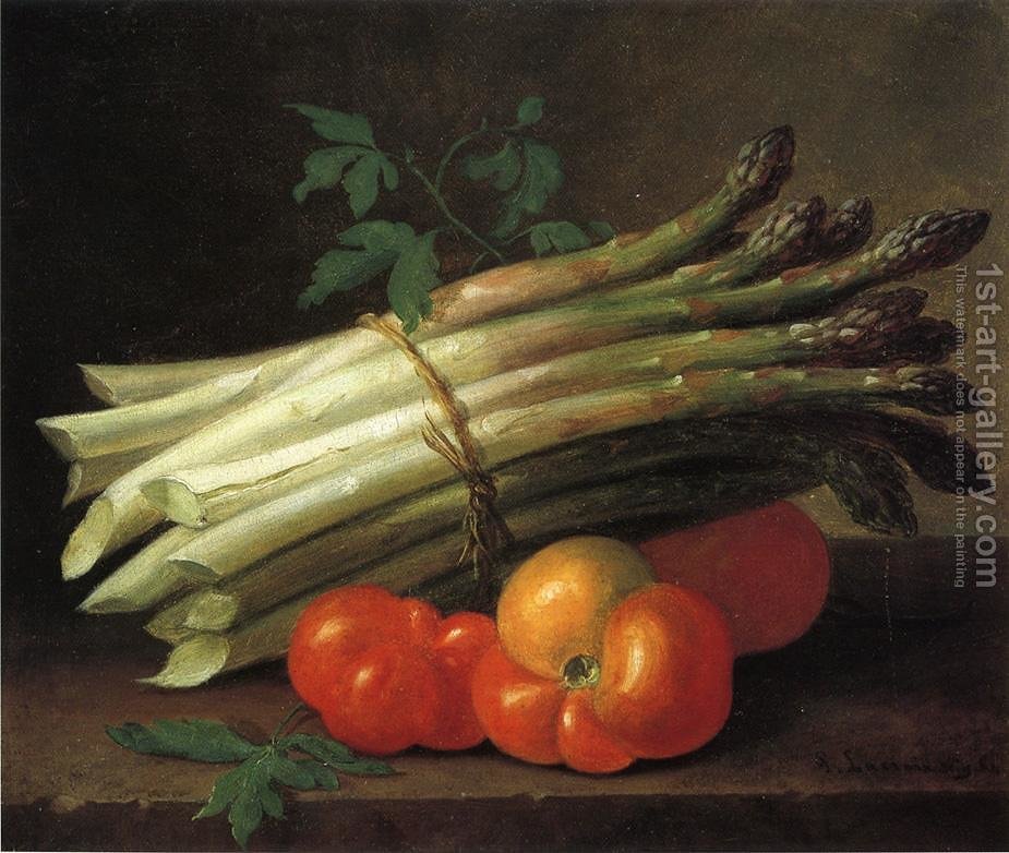 925x782 Still Life With Asparagus And Tomatoes Paul Lacroix Reproduction - Asparagus Painting