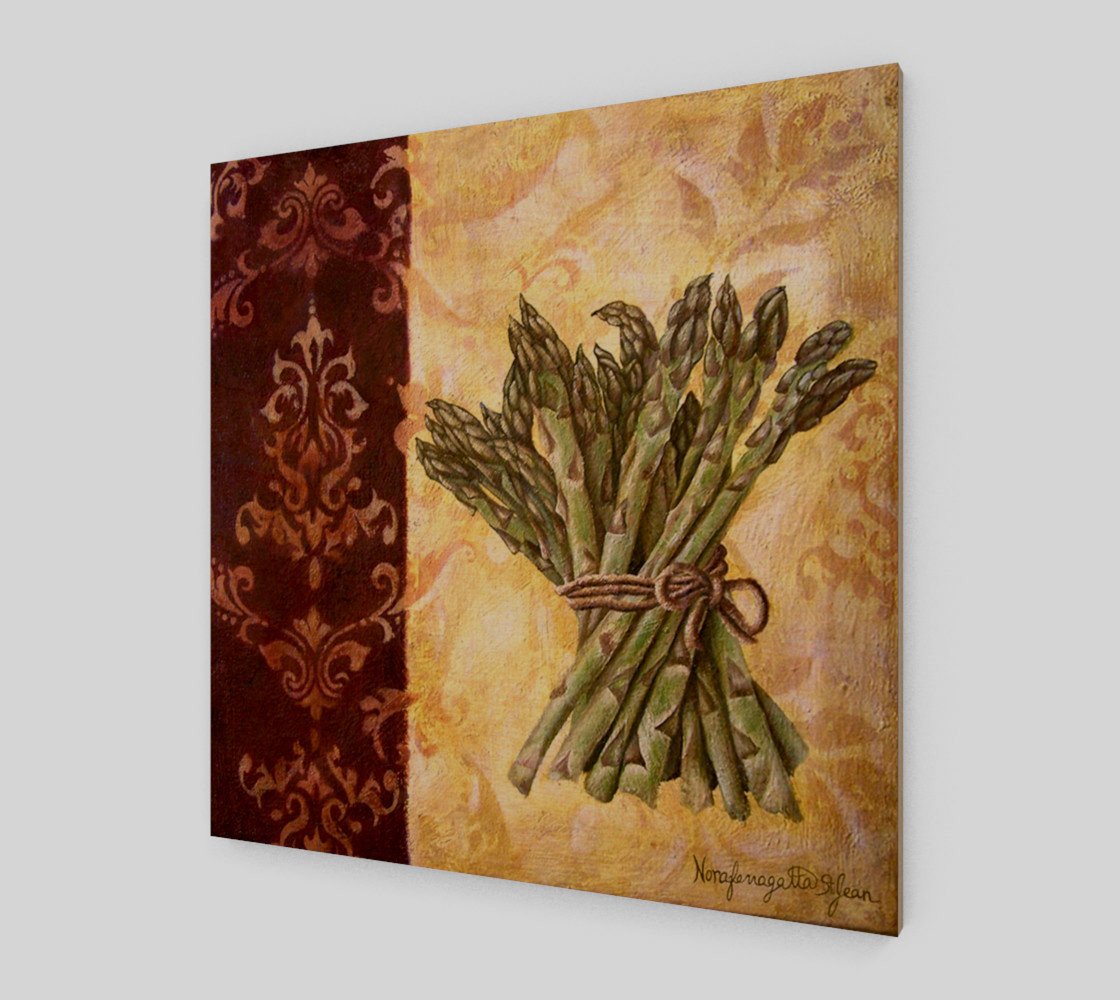 1120x1000 Wood Print, Reproduction Of Original Oil Painting, Asparagus - Asparagus Painting