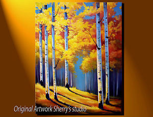 300x230 Large Original Oil Painting Aspen Trees 18 X 24 Fall Landscape - Aspen Oil Painting