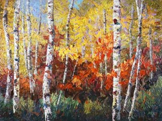 320x239 Niki Gulley Textured Aspen Trees Oil Painting By Niki Gulley - Aspen Oil Painting