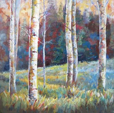 400x397 Niki Gulley New Transitions Aspen Tree Oil - Aspen Oil Painting