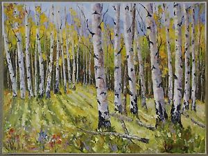300x226 Oil Painting Landscape Mountain Aspen Forest Canvas Original - Aspen Oil Painting