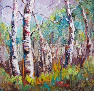 320x311 Palette Knife Painters, International 12 X 12 Textured Aspen - Aspen Oil Painting