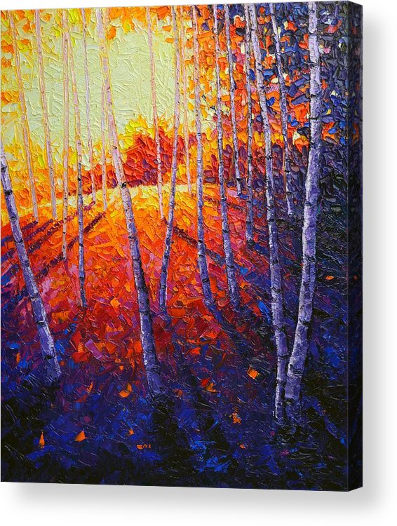 566x750 Aspen Forest Glade At Sunrise Modern Impressionist Palette Knife - Aspen Oil Painting