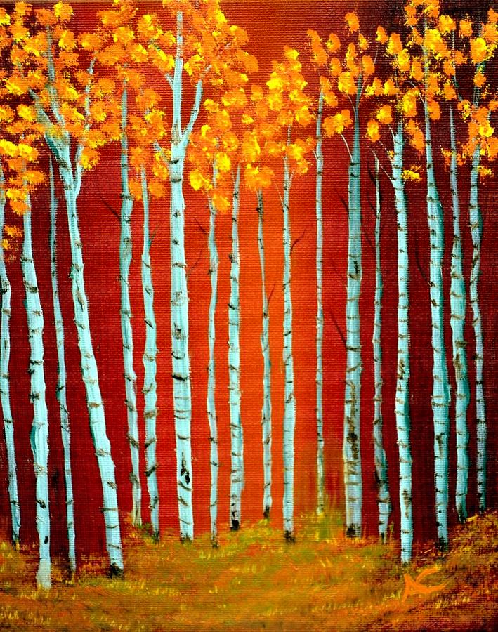 709x900 Fall Aspen Painting By Antonia Citrino - Aspen Painting