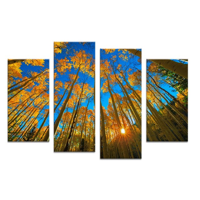 640x640 Hot Sells 4 Panels Golden Aspen Painting Canvas Wall Art Picture - Aspen Painting