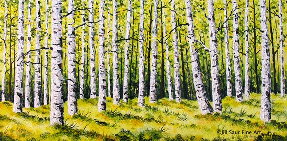 576x283 Landscape Artists International Buy Aspen Trees Painting By - Aspen Painting