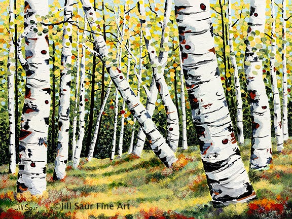 576x432 Palette Knife Painters, International Summer Aspen Tree Painting - Aspen Painting
