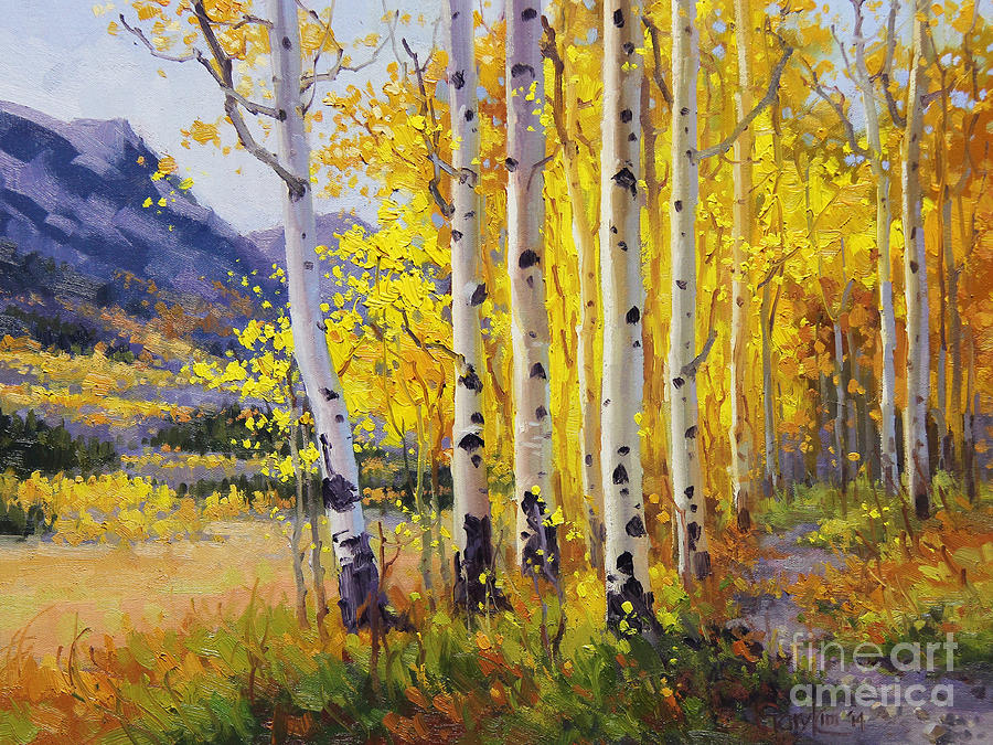900x675 Trail Through Golden Aspen Painting By Gary Kim - Aspen Painting