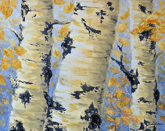 340x270 Fall Landscape Oil Painting Aspen Trees Fine Art Painting - Aspen Tree Painting