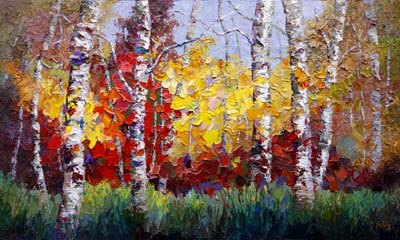 400x240 Niki Gulley Autumn Aspen Trees Painting By Niki Gulley Just Sold - Aspen Tree Painting