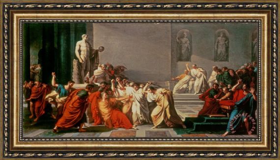 570x326 Vincenzo Camuccini Death Of Julius Caesar Framed Painting For Sale - Assassination Of Caesar Painting