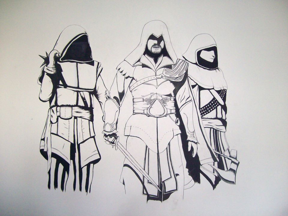 960x720 Assassin's Creed] Wall Painting 120x130cm Gaming - Assassins Creed Painting