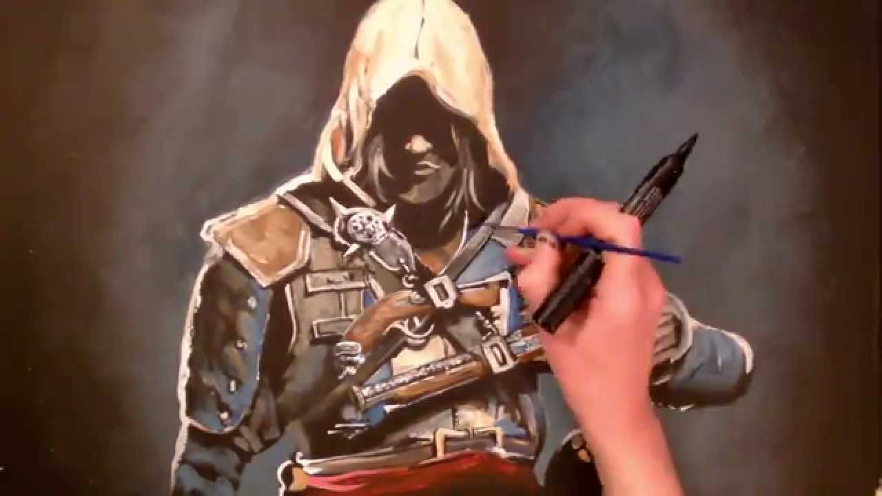 1280x720 Painting Assassin's Creed, Edward Kenway (Time Lapse) - Assassins Creed Painting
