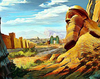 340x270 Lamassu, Winged Bull, Assyrian, Assyria, Lamassu Statue, Winged - Assyrian Painting