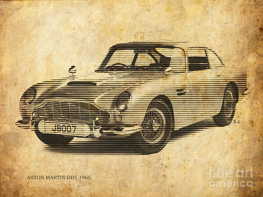 900x675 Aston Martin Db5 1965 Painting By Pablo Franchi - Aston Martin Painting