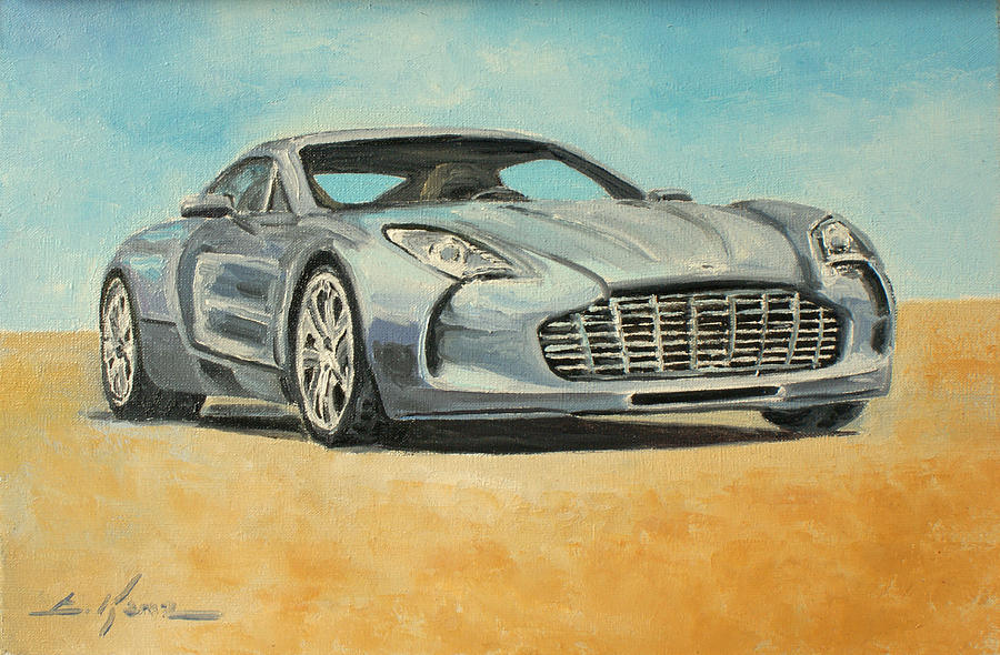 900x590 Aston Martin One 77 Painting By Luke Karcz - Aston Martin Painting