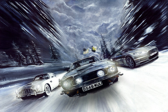 567x378 James Bond Aston Martin Limited Edition Art Print - Aston Martin Painting