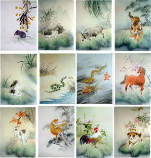 306x320 Chinese Zodiac Animals Paintings, China Zodiac Animal Art Scrolls - Astrology Painting