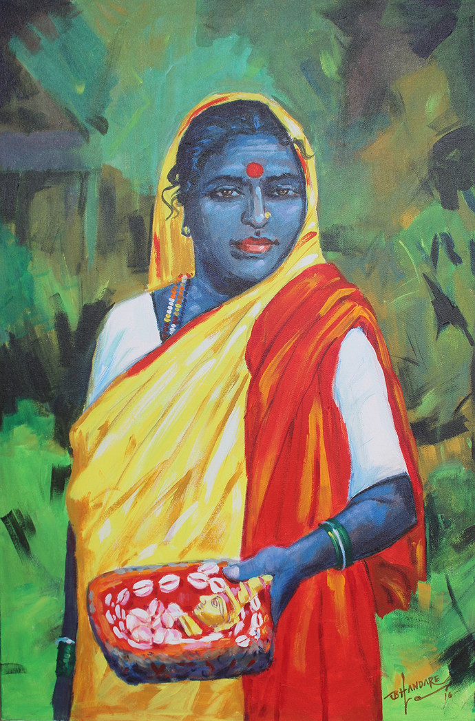 690x1048 Astrology Women By Artist Bhandare M K Impressionism, Painting - Astrology Painting