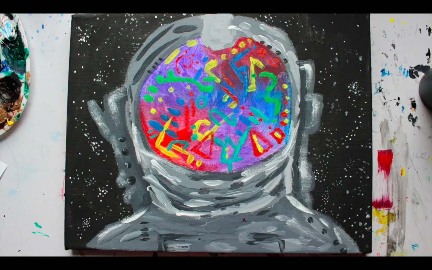 1440x900 Painting Astronaut On Earth - Astronaut Painting