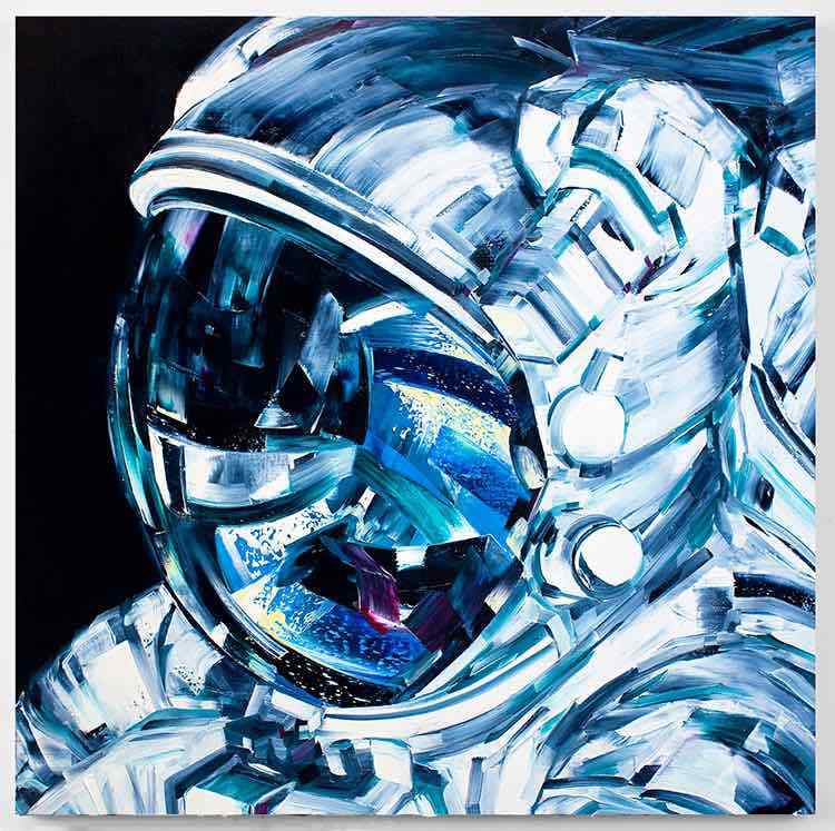 750x747 Stunning Oil Paintings Of Astronauts And Rockets Boing Boing - Astronaut Painting