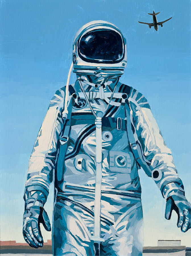 672x900 Under The Flight Path Painting By Scott Listfield - Astronaut Painting