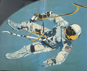 300x245 Astronaut Painting Floating Free By Pop Artist Pat Jensen Ebay - Astronaut Painting