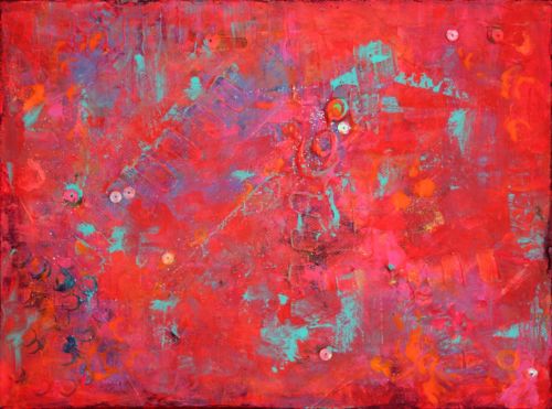 500x371 New Superb Original Pamela Rys Red Nebula Space Astronomy - Astronomy Painting