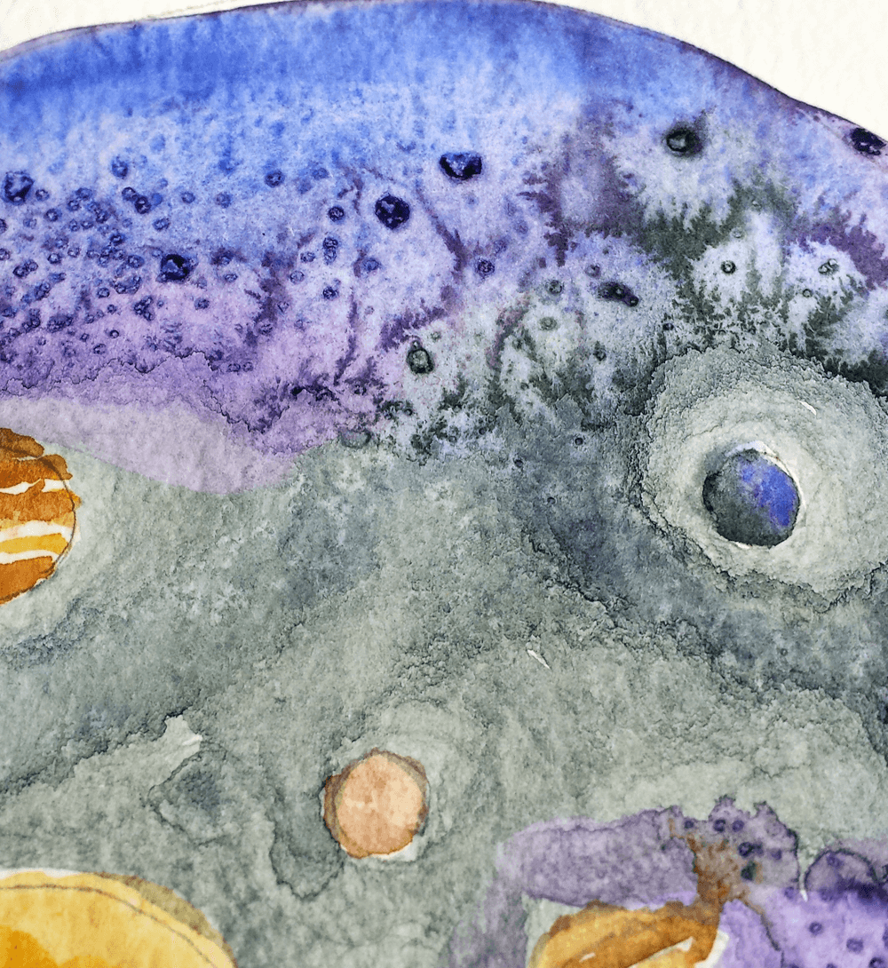 1000x1090 Solar System Freestyle Watercolor Space Art Astronomy Art - Astronomy Painting