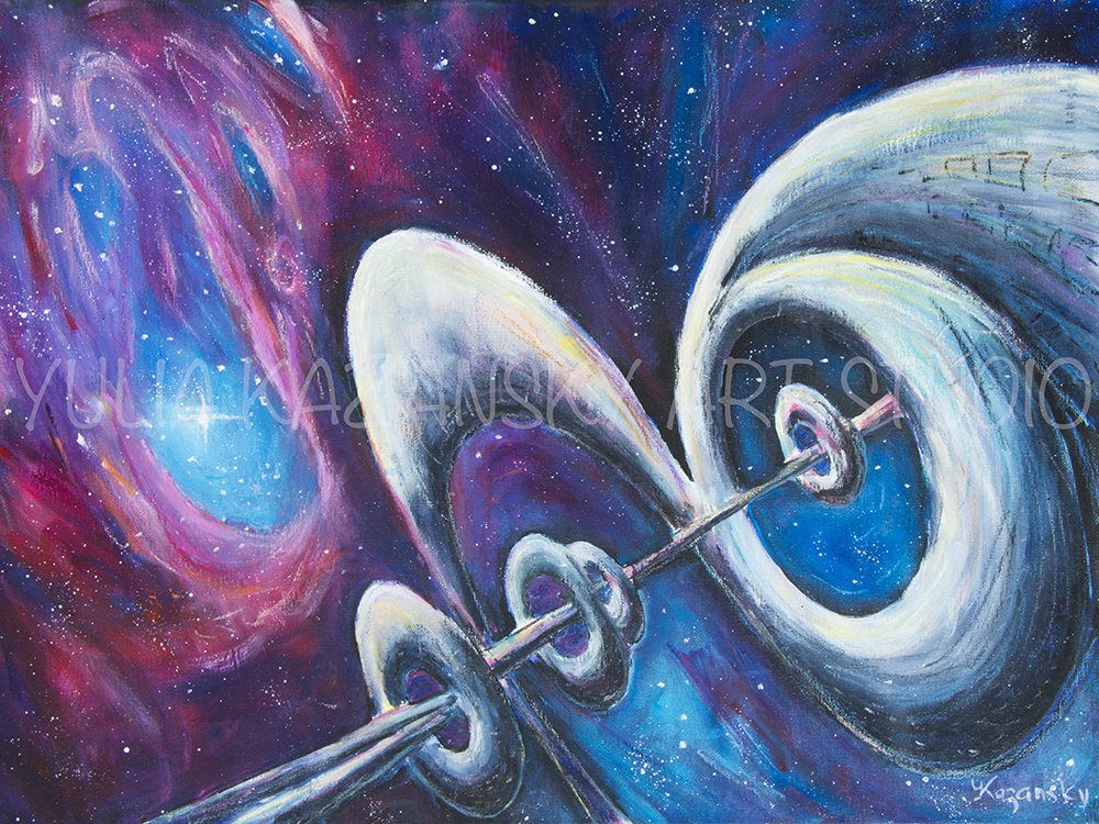 1000x750 Space Science Fiction Art Original Acrylic Painting - Astronomy Painting