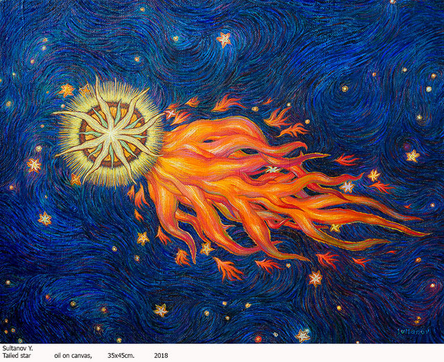 640x523 Sultanov Yuriy Artwork Tailed Star Original Painting Oil - Astronomy Painting