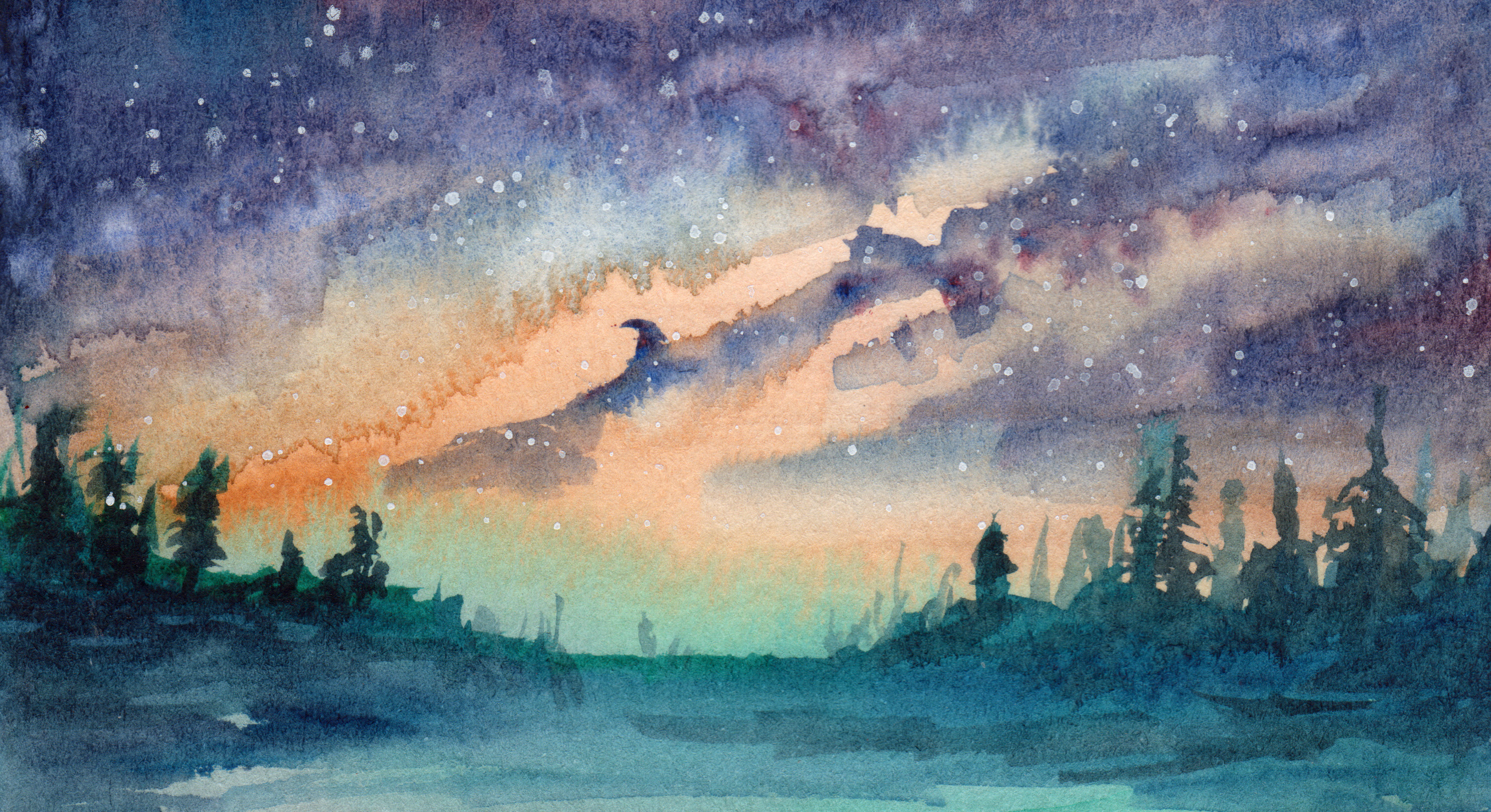 2714x1479 Watercolor Space Art Space Art By Christopher Doll - Astronomy Painting