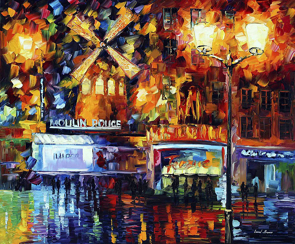 1000x828 Moulin Rouge Palette Knife Oil Painting On Canvas By Leonid - At The Moulin Rouge Painting