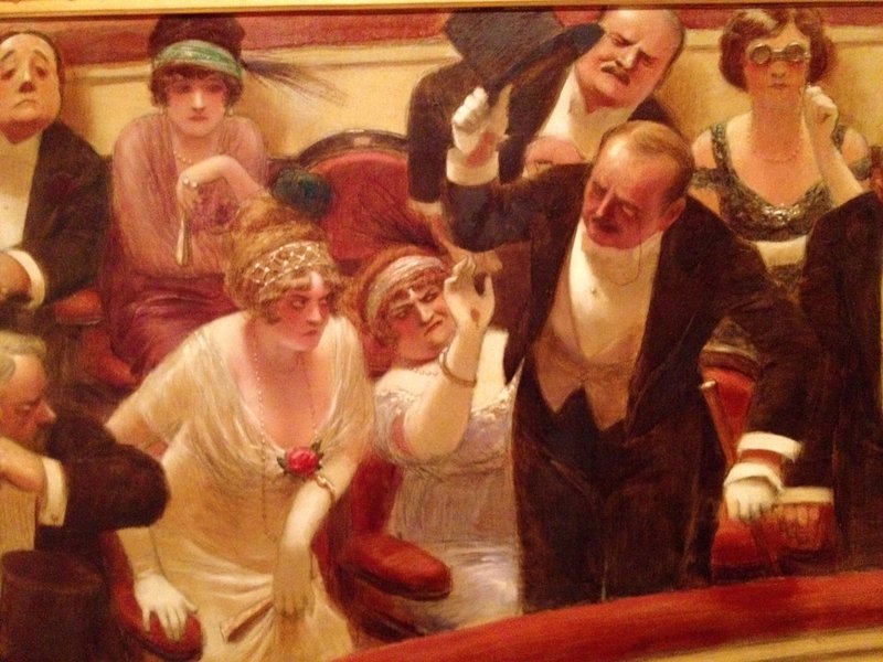 800x600 Great Painting Of People Annoyed By Latecomers - At The Opera Painting